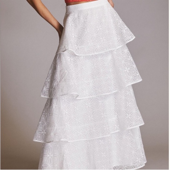 NWT Anthropologie white lace tiered maxi skirt - Picture 5 of 11